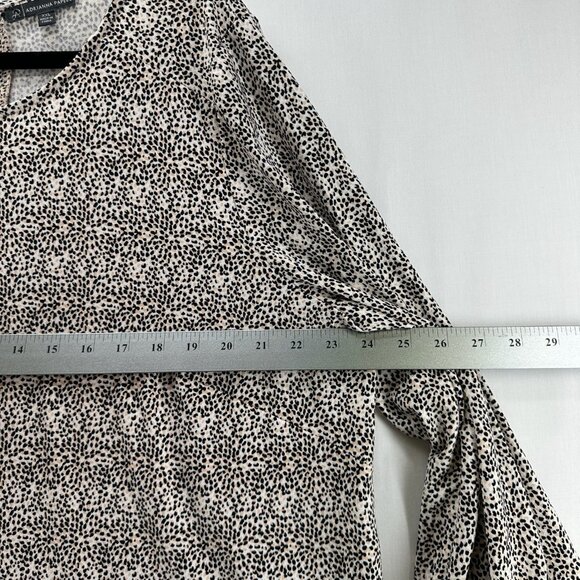 Adrianna Papell Blouse Size 2XL Animal Print Balloon Sleeve Back Keyhole Beige - Picture 9 of 11